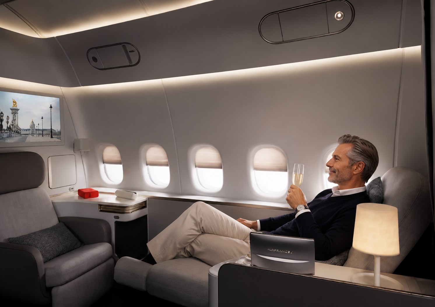 Air France La Première First Class cabin in flight